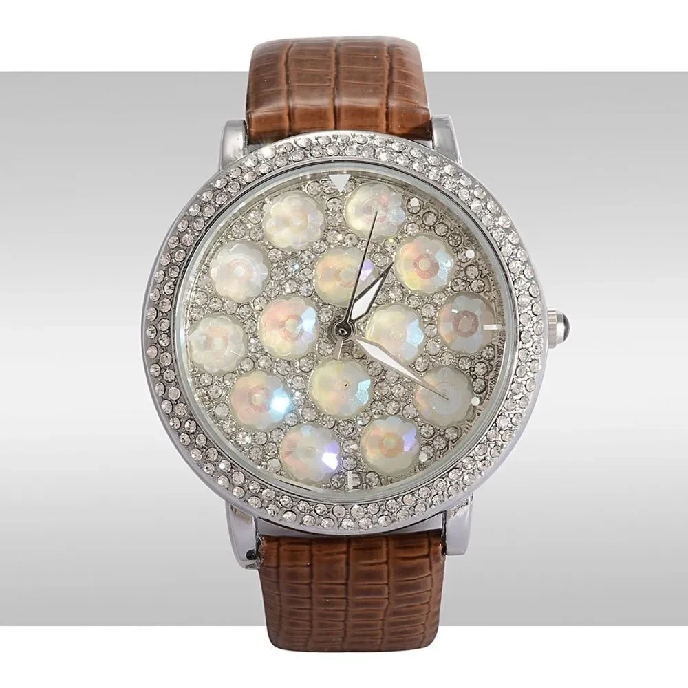 STRADA Watch Austrian Crystal Brown